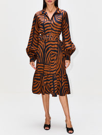 De Mi Vida Dress,ANDRES OTALORA,BLACK & BROWN STRIPE,Image 2