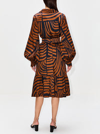 De Mi Vida Dress,ANDRES OTALORA,BLACK & BROWN STRIPE,Image 4