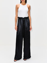 Gathered Waist Trouser,FERRAGAMO,NERO,Image 2