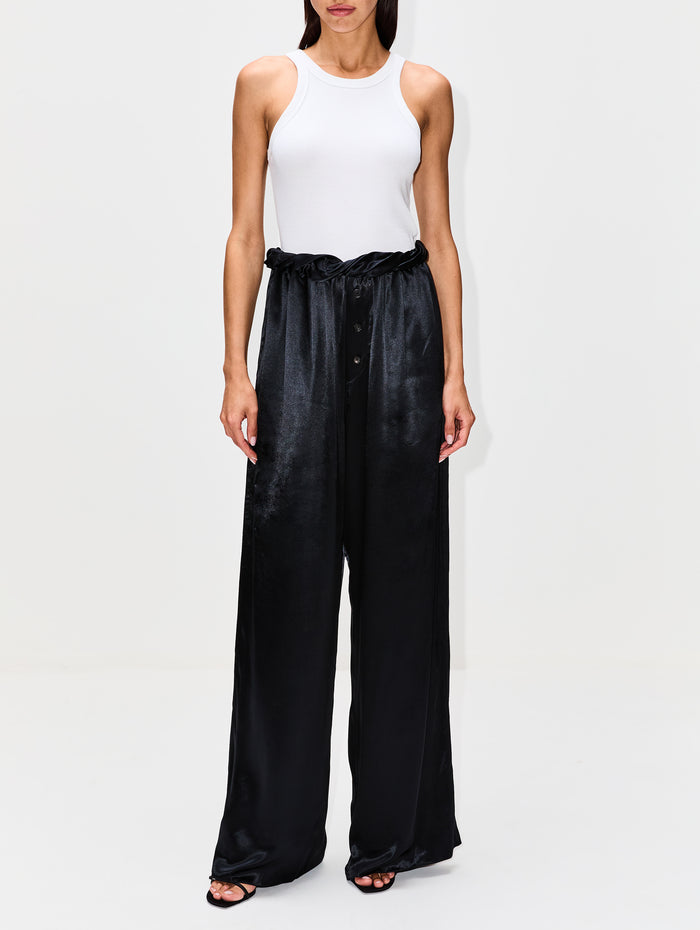 Gathered Waist Trouser,FERRAGAMO,NERO,Image 1