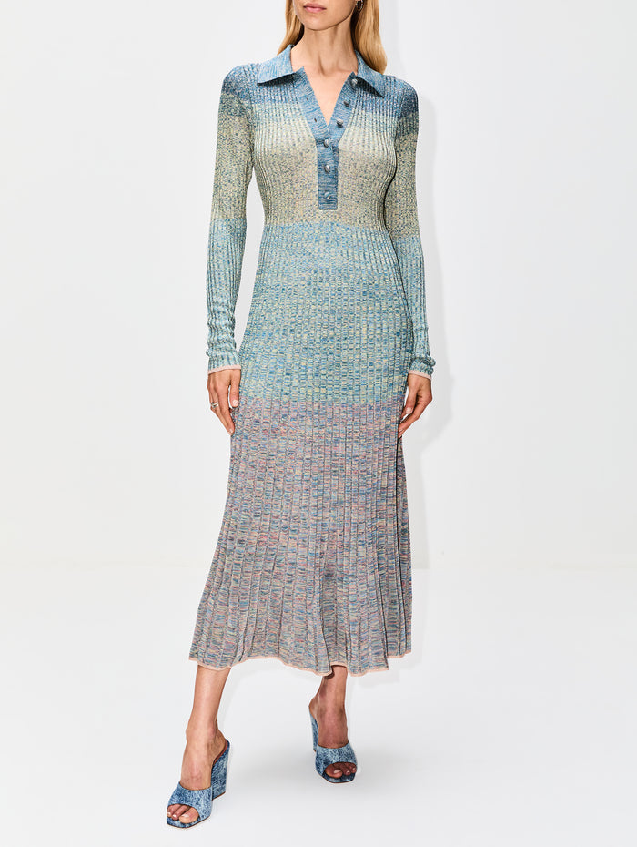 Mouline Polo Midi Dress,ZIMMERMANN,TEAL MULTI,Image 1