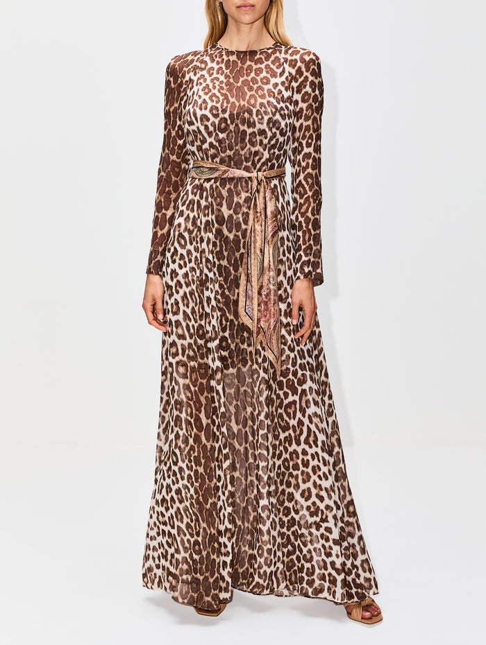 Illustration Sheath Dress,ZIMMERMANN,CHOCOLATE LEOPARD,Image 1