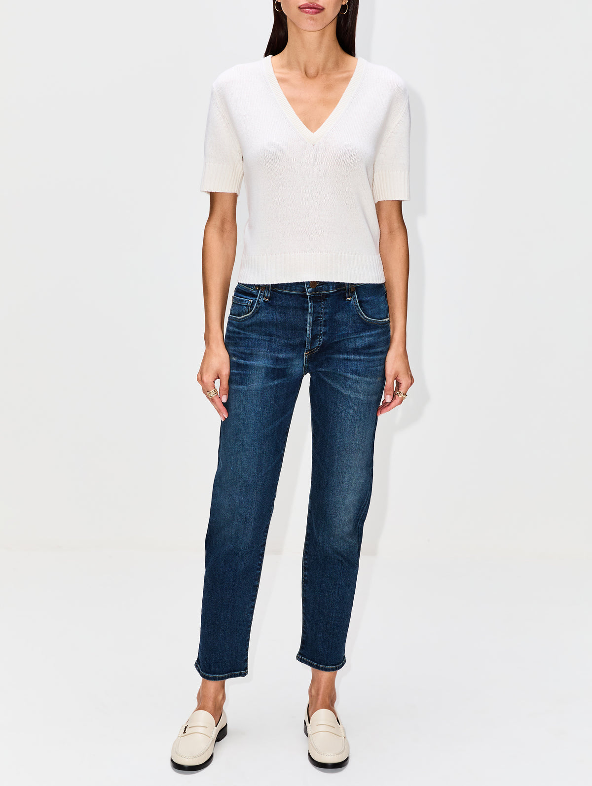 V Neck Sweater,ALLUDE,FLEUR DE SEL,Image 5