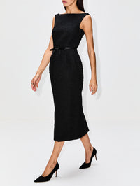 Sleeveless Midi Pencil Dress,ERDEM,BLACK,Image 3