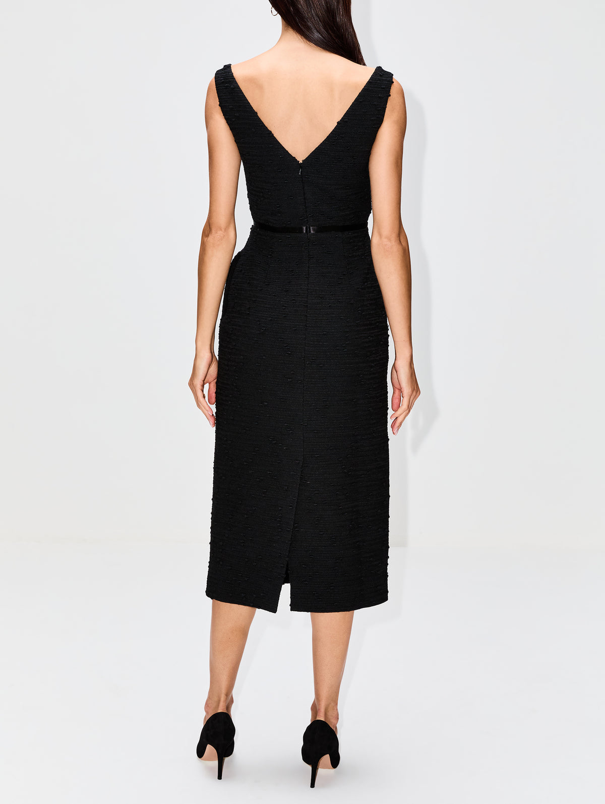 Sleeveless Midi Pencil Dress,ERDEM,BLACK,Image 4