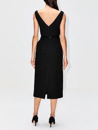 Sleeveless Midi Pencil Dress,ERDEM,BLACK,Image 4