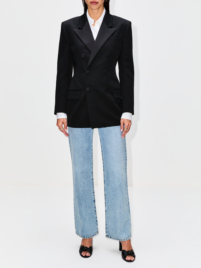 Double Breasted Blazer,SAINT LAURENT,NOIR,Image 1