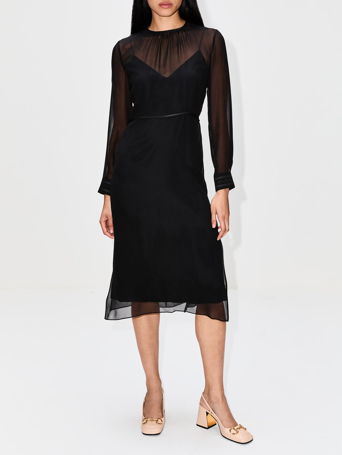 Long Sleeve Dress,GUCCI,BLACK,Image 2