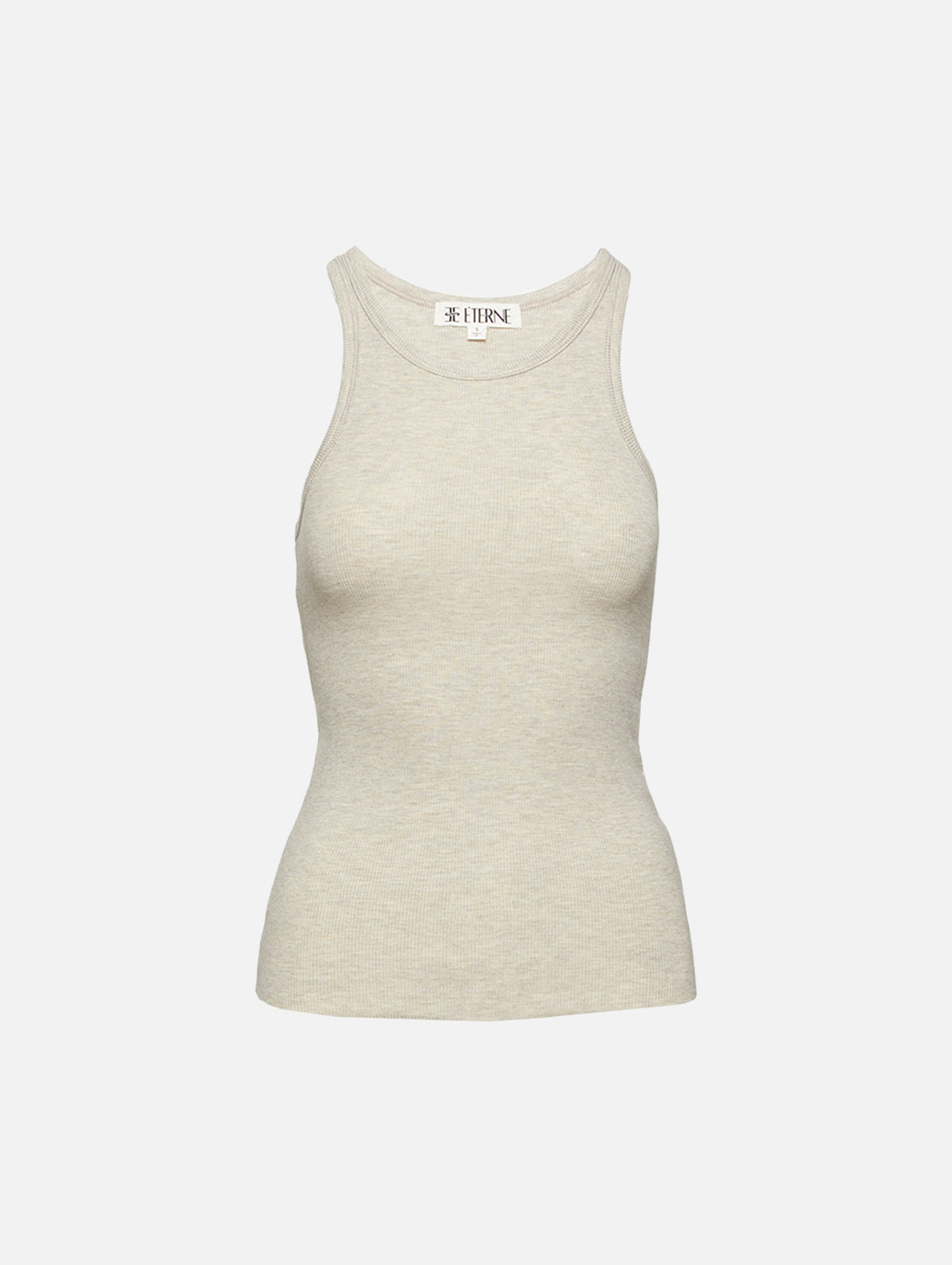 High Neck Fitted Tank,ÉTERNE,HEATHER OATMEAL,Image 1