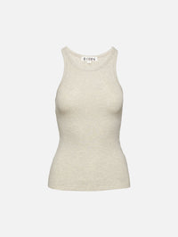 High Neck Fitted Tank,ÉTERNE,HEATHER OATMEAL,Image 1