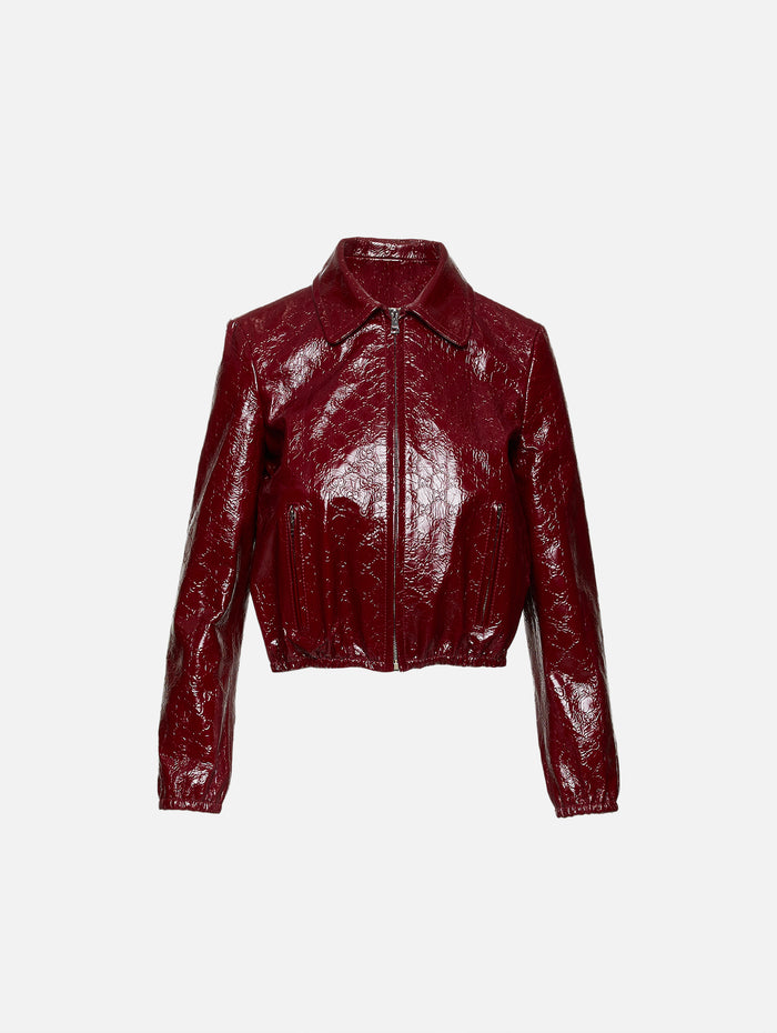 Leather Bomber Jacket,GUCCI,ROSSO ANCORA,Image 1