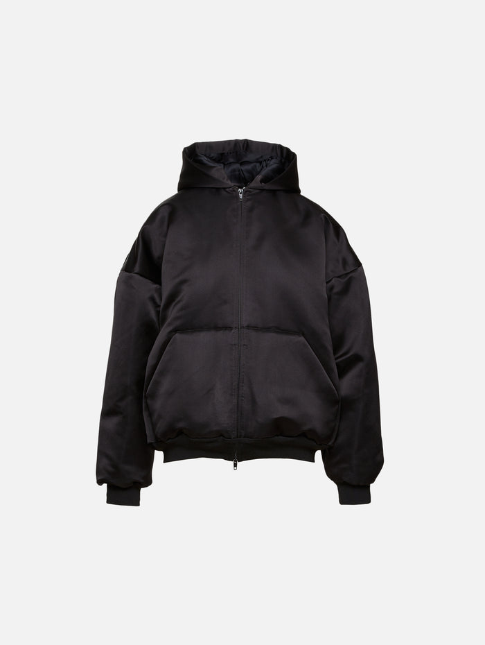 Padded Zip Up Hoodie,BALENCIAGA,BLACK,Image 1