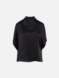 Satin Cape Tee,LAPOINTE,BLACK,Image 1