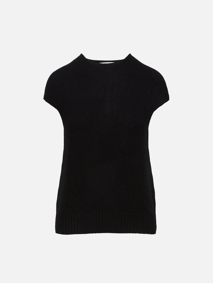 Sleeveless Sweater,LOULOU STUDIO,BLACK,Image 1