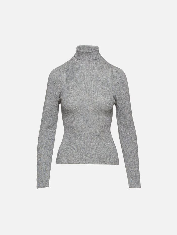 Delicash Turtleneck Top,THE ELDER STATESMAN,LIGHT GREY,Image 1