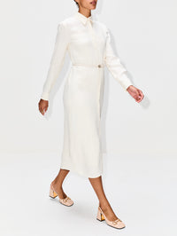 Belted Button Up Dress,GUCCI,IVORY,Image 3