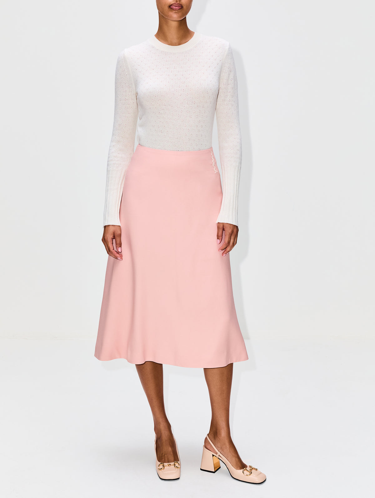 Fluid Midi Circle Skirt,MARNI,ANTIQUE/ROSE,Image 2