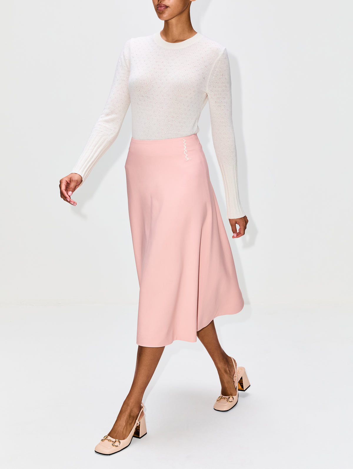 Fluid Midi Circle Skirt,MARNI,ANTIQUE/ROSE,Image 3