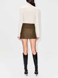 Belted Mini Skirt,FERRAGAMO,OLIVE,Image 4