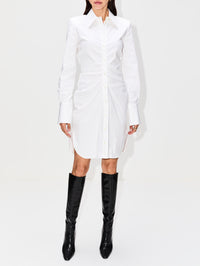 Longsleeve Cotton Day Dress,ALEXANDER MCQUEEN,WHITE,Image 2