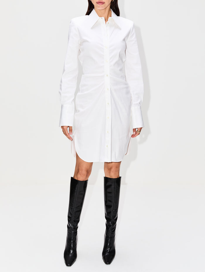 Longsleeve Cotton Day Dress,ALEXANDER MCQUEEN,WHITE,Image 1