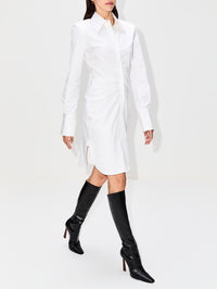 Longsleeve Cotton Day Dress,ALEXANDER MCQUEEN,WHITE,Image 3