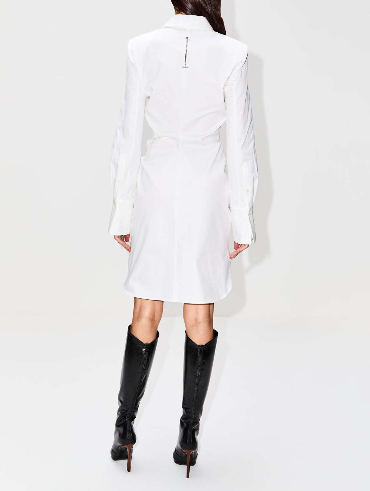 Longsleeve Cotton Day Dress,ALEXANDER MCQUEEN,WHITE,Image 4