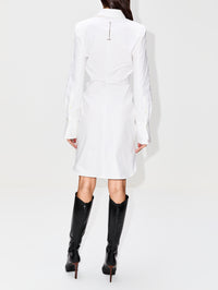 Longsleeve Cotton Day Dress,ALEXANDER MCQUEEN,WHITE,Image 4