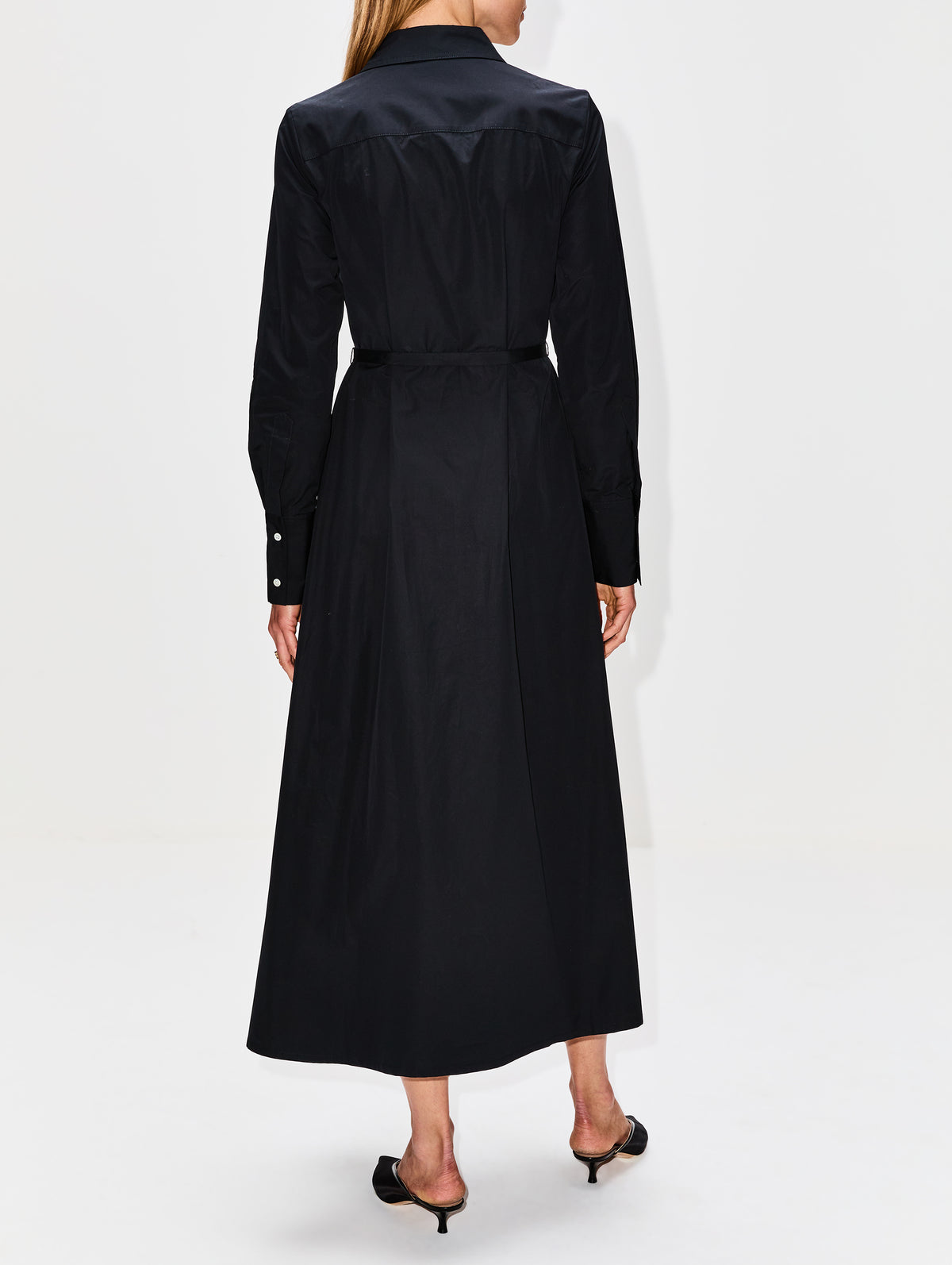 Belted Shirt Dress,CO,BLACK,Image 4