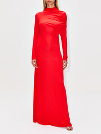 Rue Draped Slinky Jersey Gown,KALLMEYER,SCARLET,Image 2