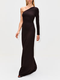 Rio One Shoulder Maxi Dress,LESET,CHOCOLATE,Image 3