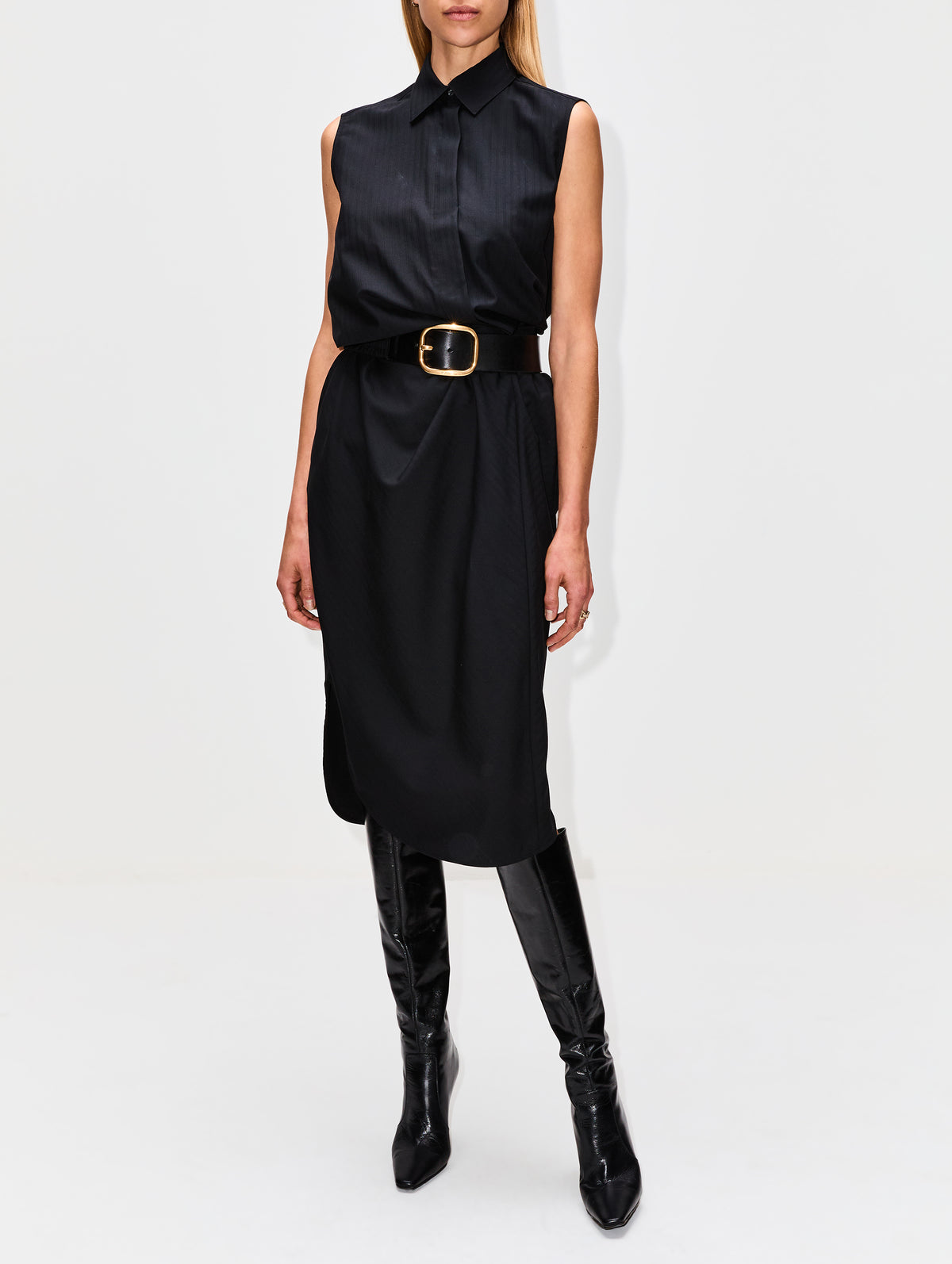 Belted Dress,LOEWE,BLACK,Image 2