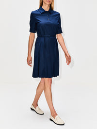 Collared Short Sleeve Dress,MARNI,LIGHT NAVY,Image 3