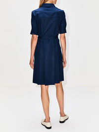 Collared Short Sleeve Dress,MARNI,LIGHT NAVY,Image 4