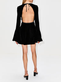 Velour Fluid Dress,SAINT LAURENT,NOIR,Image 4