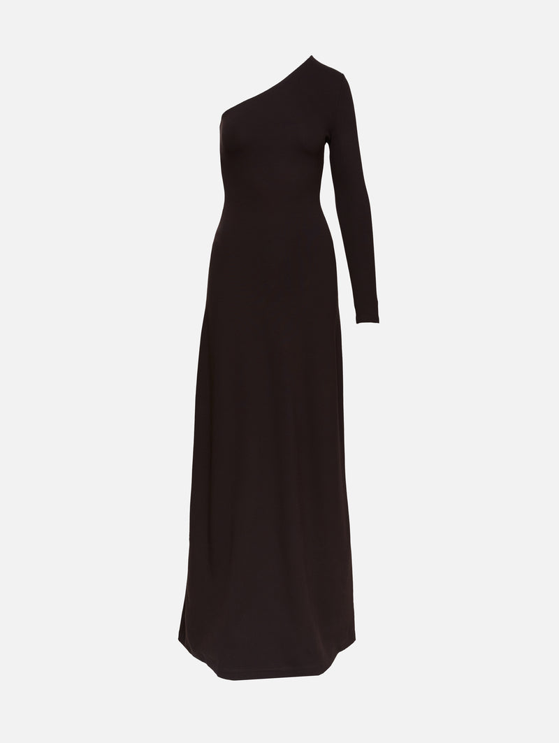 LESET Rio One Shoulder Maxi Dress in Chocolate