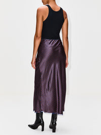 Bias Cut Silk Skirt,LA LIGNE,RUST NAVY,Image 4