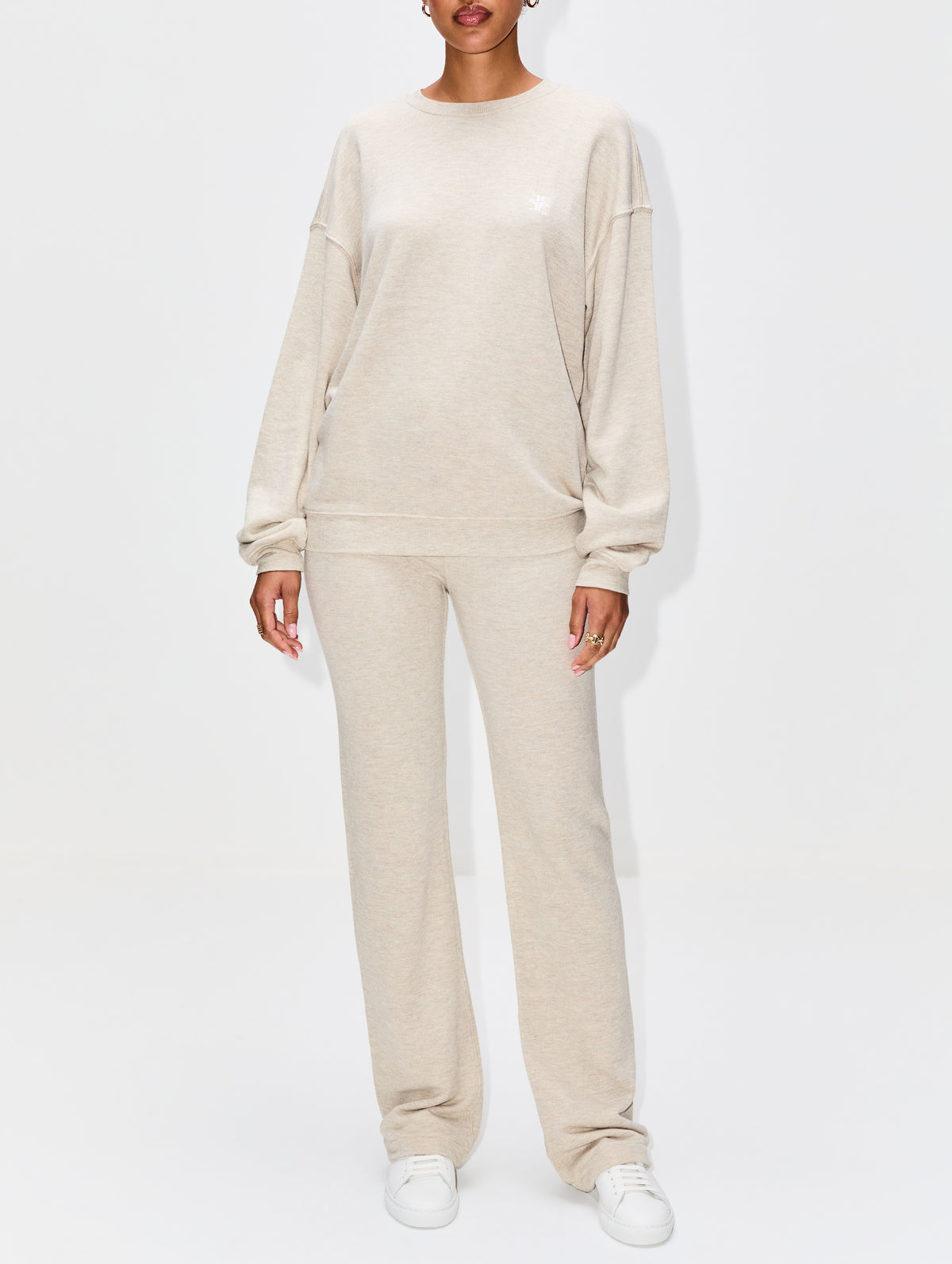 Straight Leg Sweatpant,ÉTERNE,HEATHER OATMEAL,Image 2