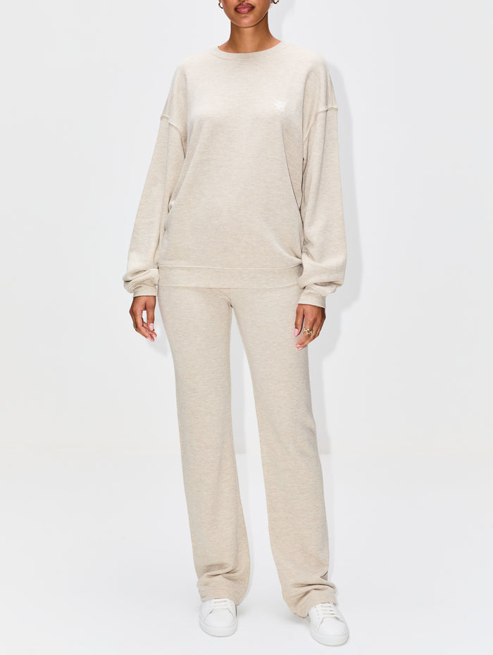 Straight Leg Sweatpant,ÉTERNE,HEATHER OATMEAL,Image 1