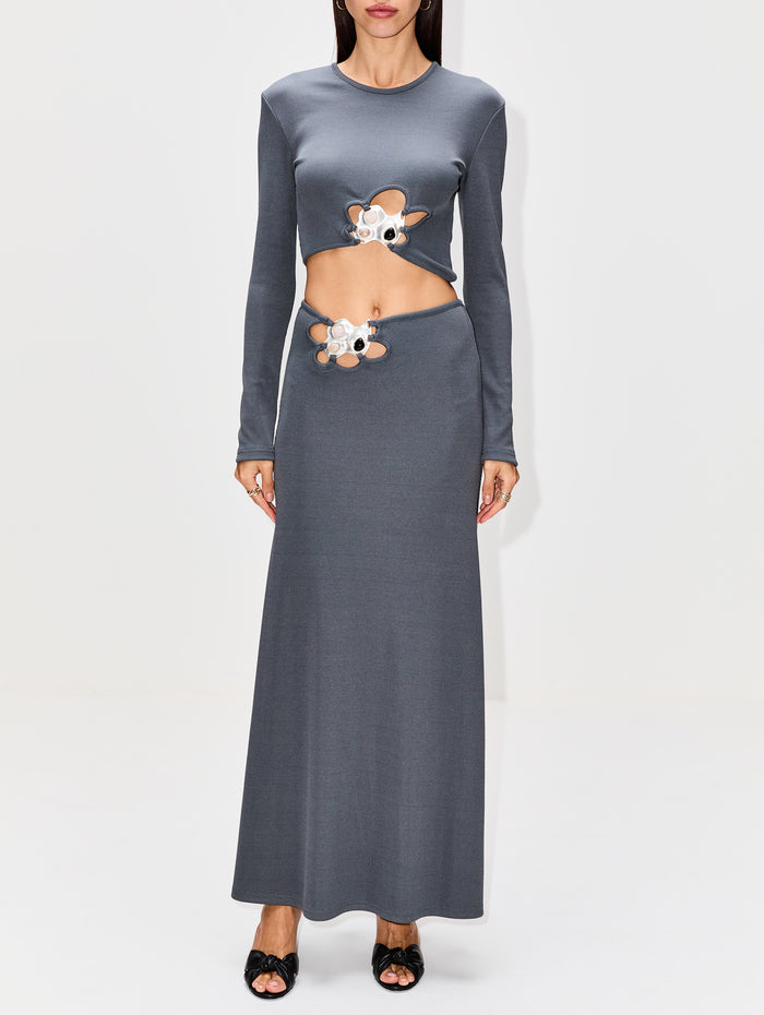 Trio Stone Cropped Top,CHRISTOPHER ESBER,STEEL,Image 1