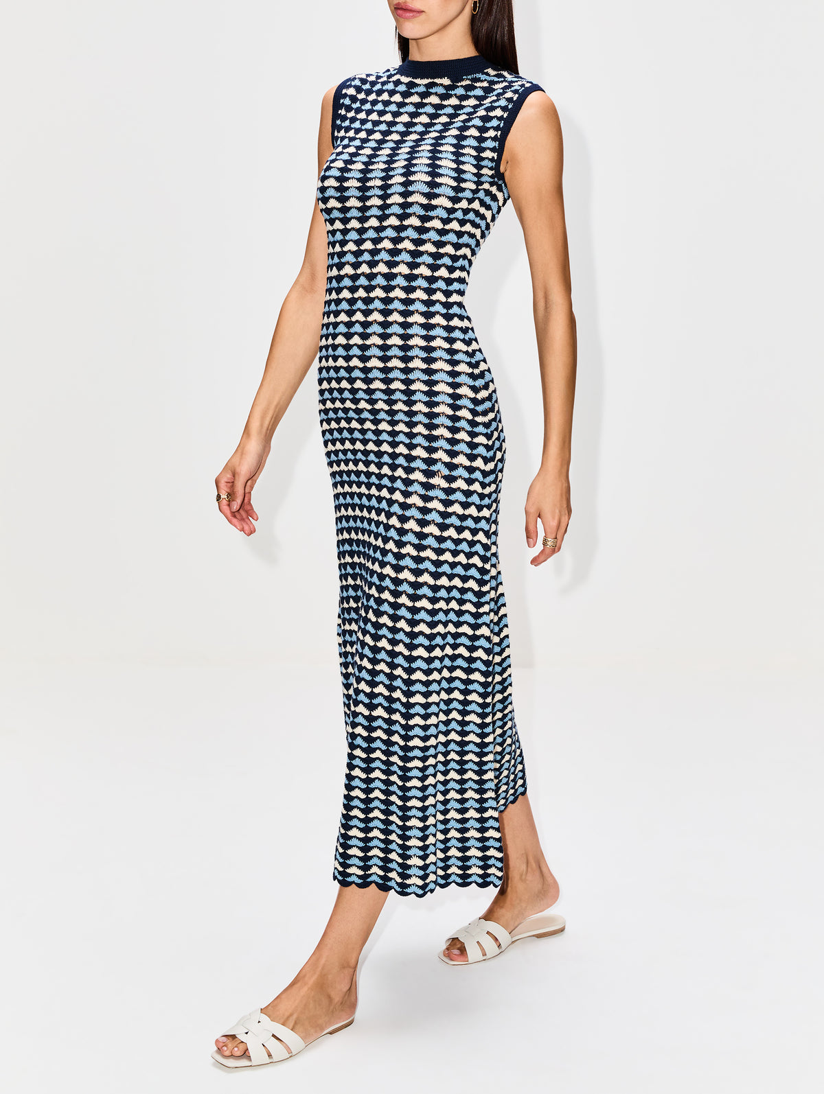 Pacifico Maxi Dress,ESCVDO,NAVY/BABY BLUE,Image 3