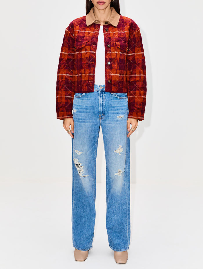 Tartan Cropped Jacket,GUEST IN RESIDENCE,PLUM COMBO,Image 1