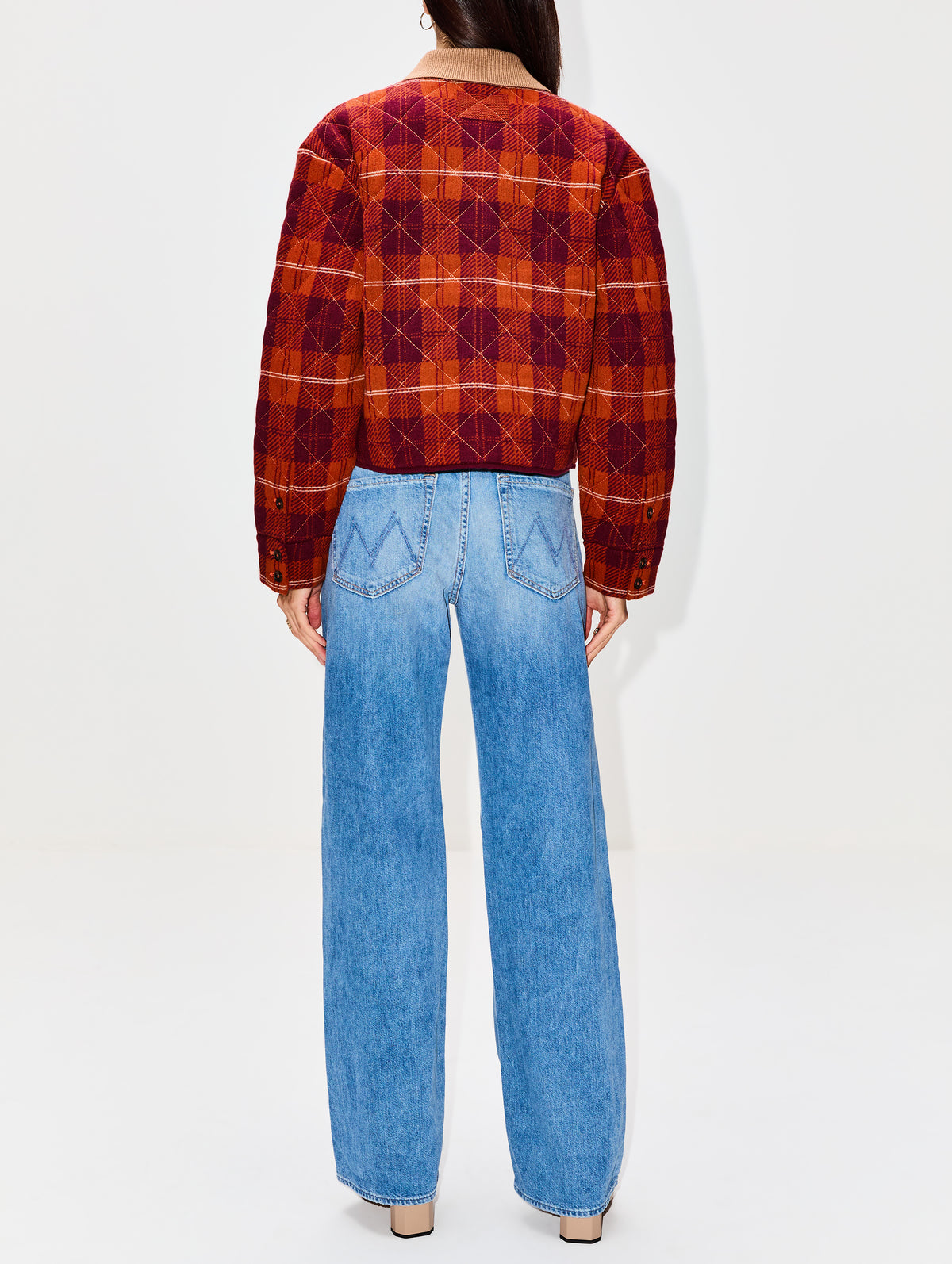 Tartan Cropped Jacket,GUEST IN RESIDENCE,PLUM COMBO,Image 3