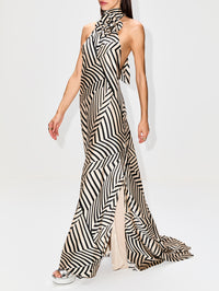 Tila Dress,SILVIA TCHERASSI,BEIGE/BLACK/STRIPE,Image 3