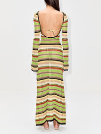 Coastline Low Back Dress,SIR.,PALM STRIPE,Image 4