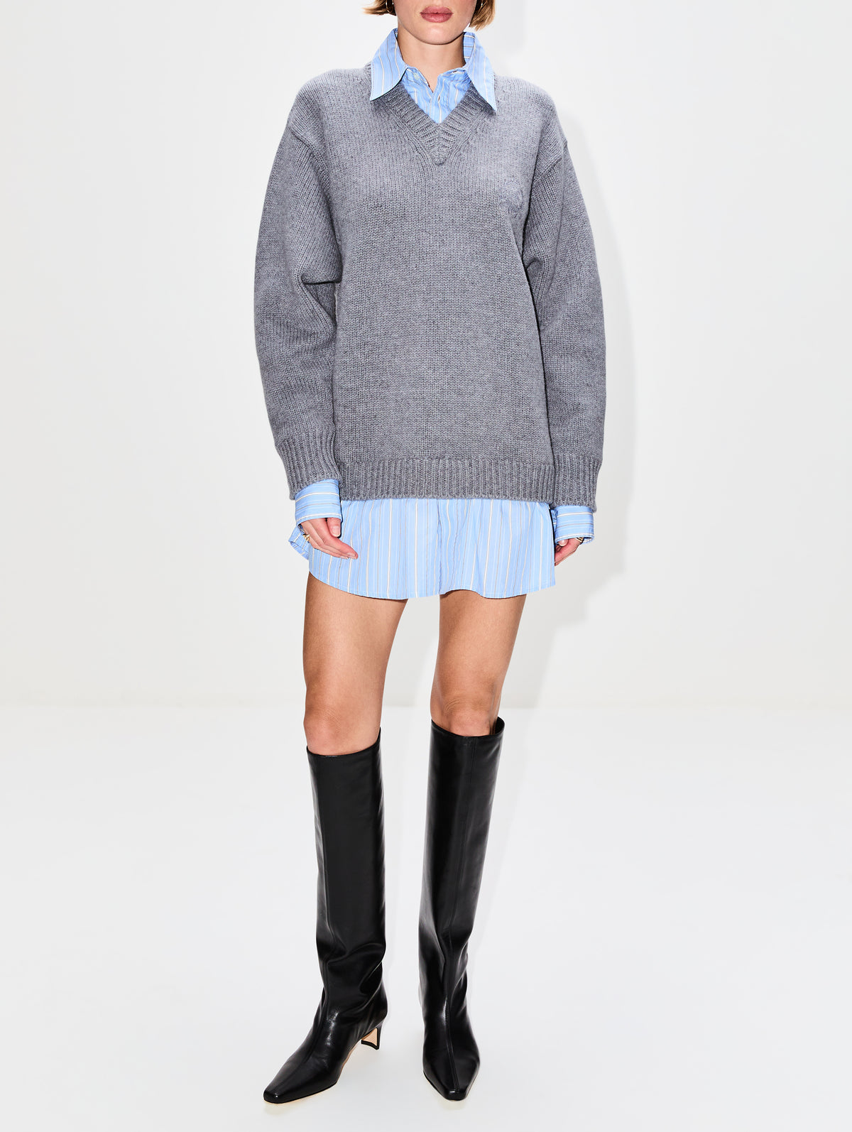 Layered Sweater,BALENCIAGA,GREY,Image 2