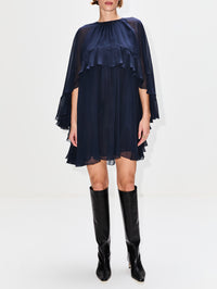 Flowy Layered Mini Dress,CHLOÉ,GRAPHITE BLUE,Image 2