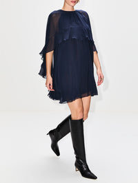 Flowy Layered Mini Dress,CHLOÉ,GRAPHITE BLUE,Image 3