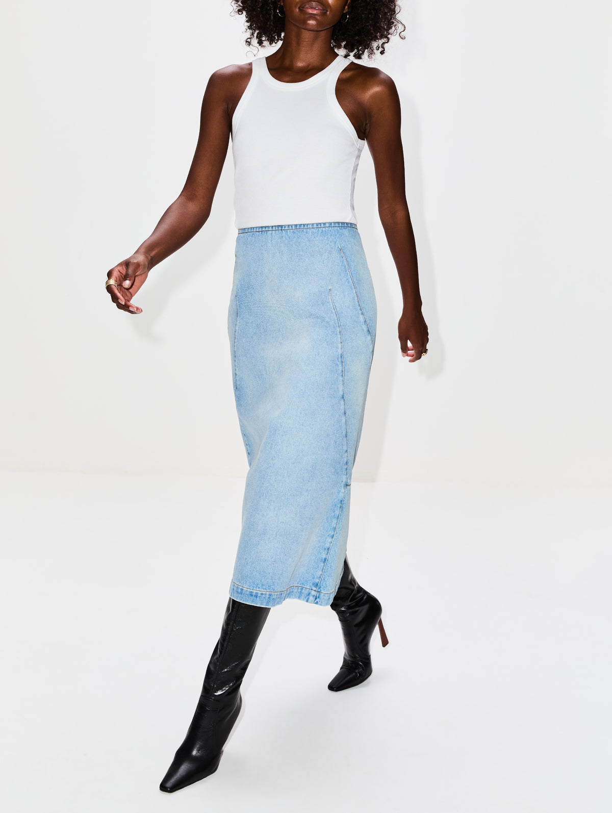 Sibyl Denim Skirt,DRIES VAN NOTEN,LIGHT BLUE,Image 3