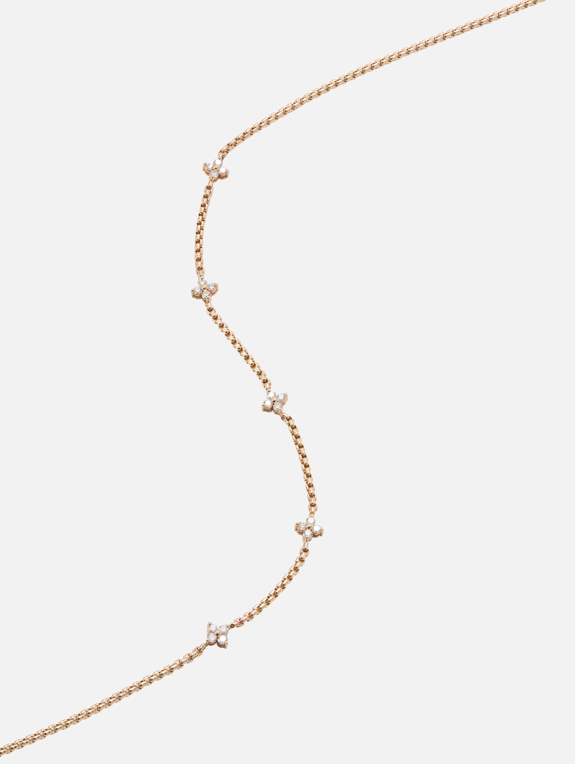 5 Prong Diamond Quad Station Box Chain Necklace | ZOE CHICCO